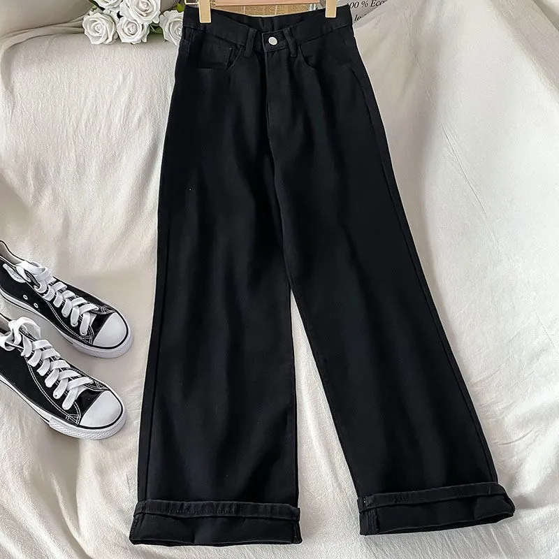 Black Washed Straight Denim