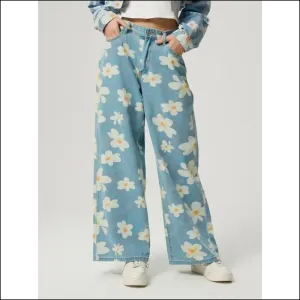 Bloom where You're Planted in Wide Leg Jeans - Floral Happiness Awaits! 🌸