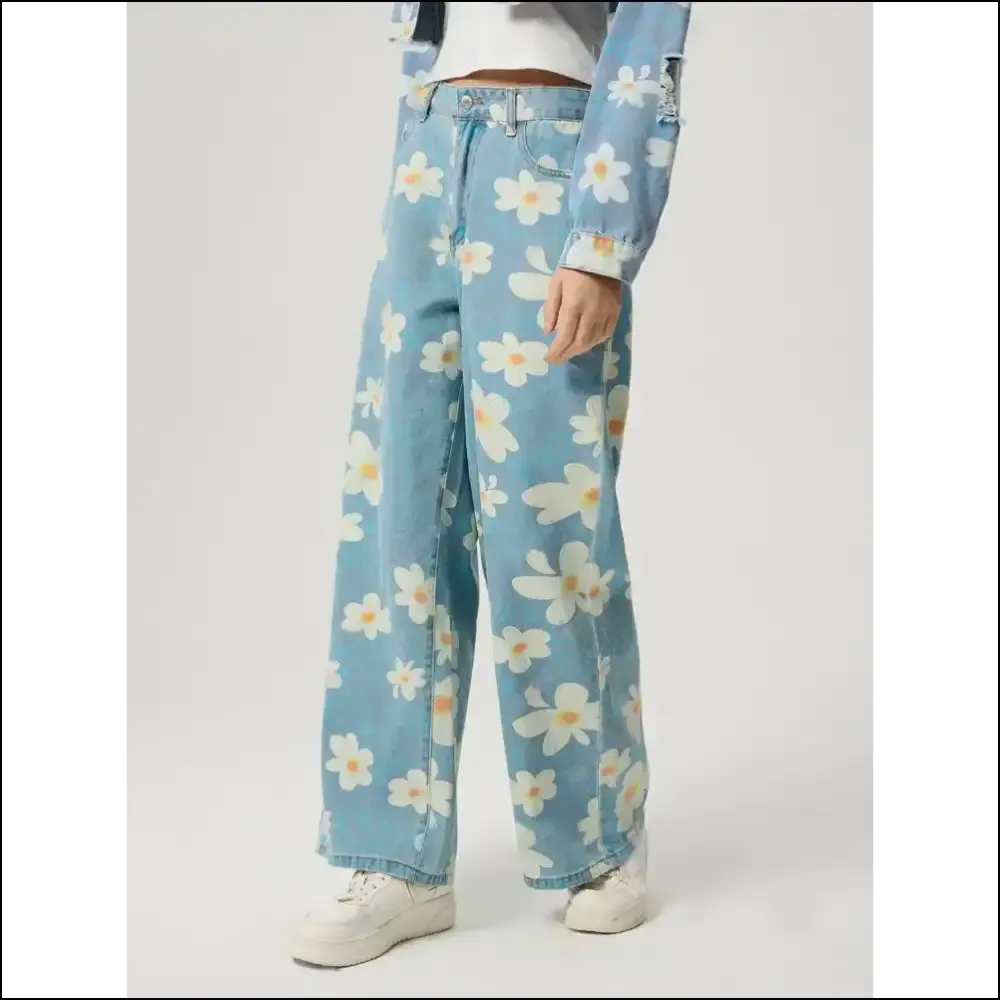 Bloom where You're Planted in Wide Leg Jeans - Floral Happiness Awaits! 🌸