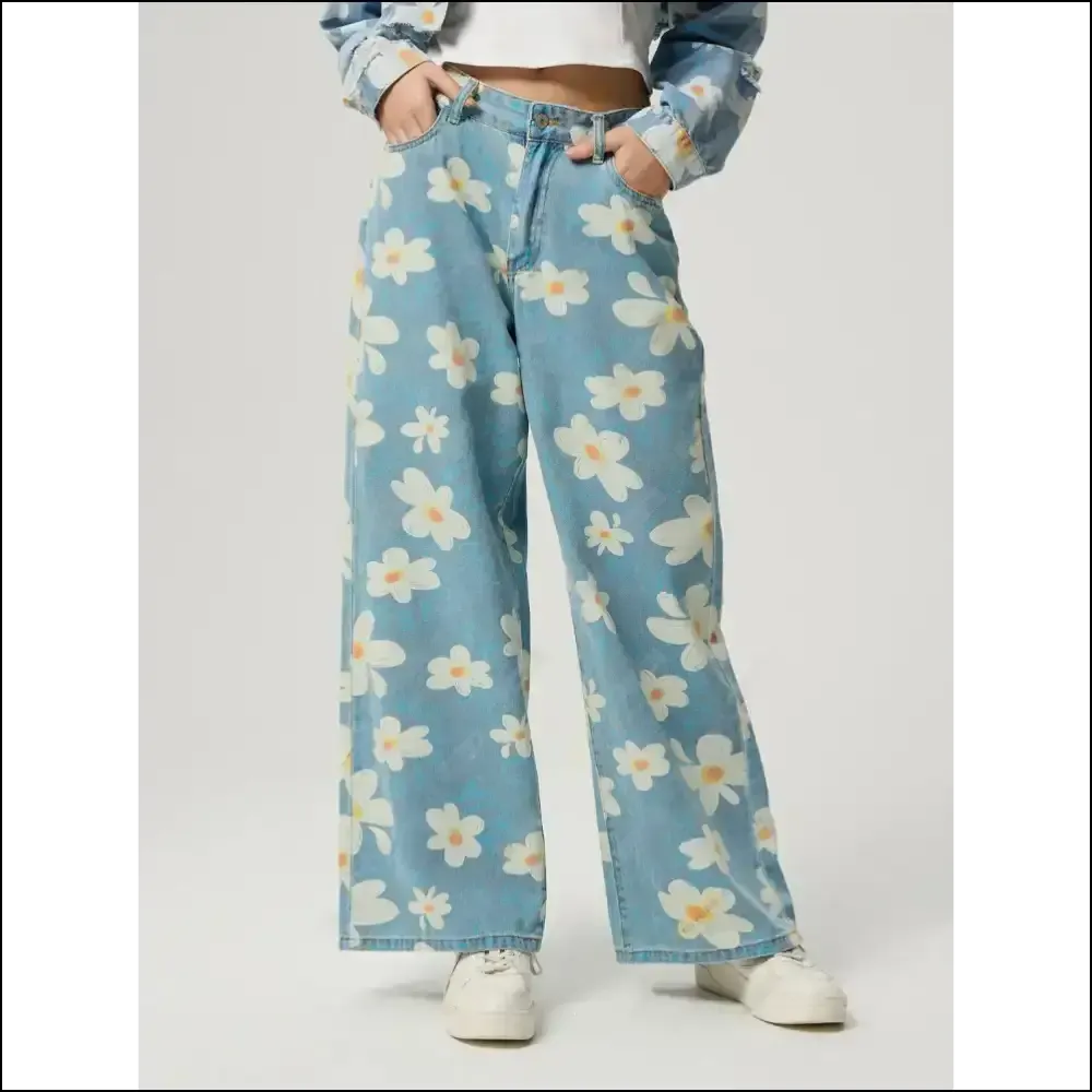 Bloom where You're Planted in Wide Leg Jeans - Floral Happiness Awaits! 🌸