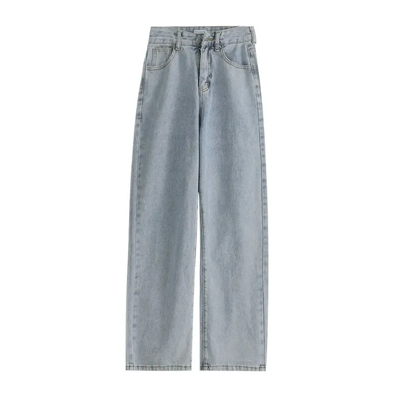 Blue Dark Washed Basic Wide Leg