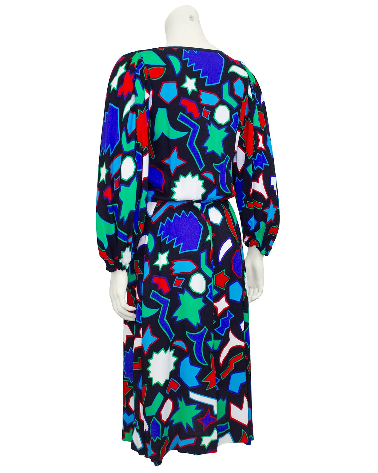 Blue Geometric Print Dress