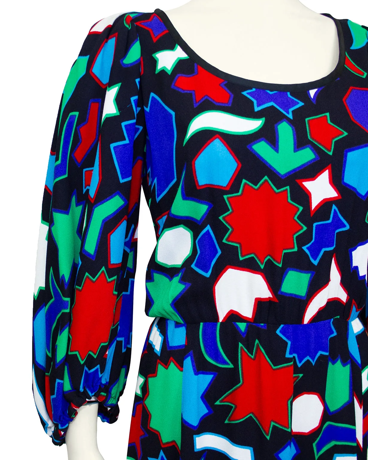 Blue Geometric Print Dress
