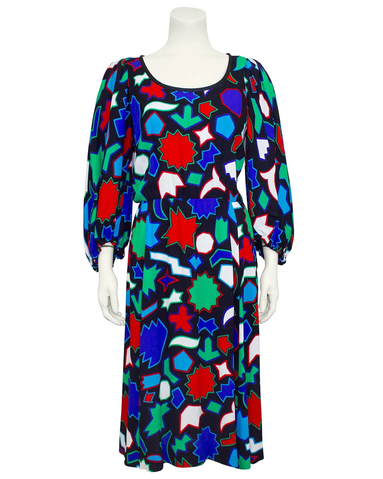 Blue Geometric Print Dress