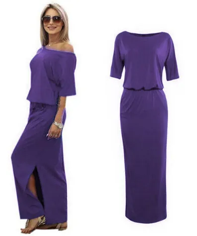 Boho Short Sleeve Side Slit Maxi Dress