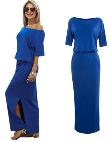 Boho Short Sleeve Side Slit Maxi Dress