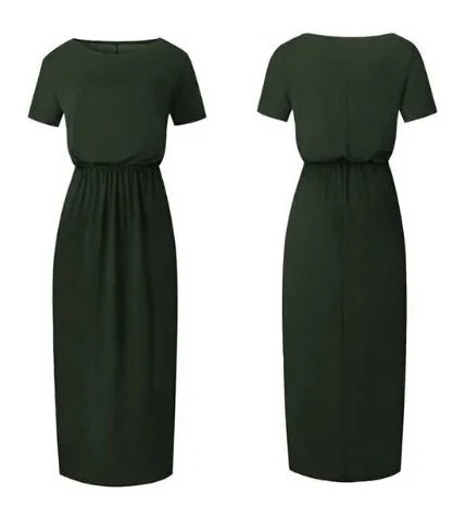 Boho Short Sleeve Side Slit Maxi Dress