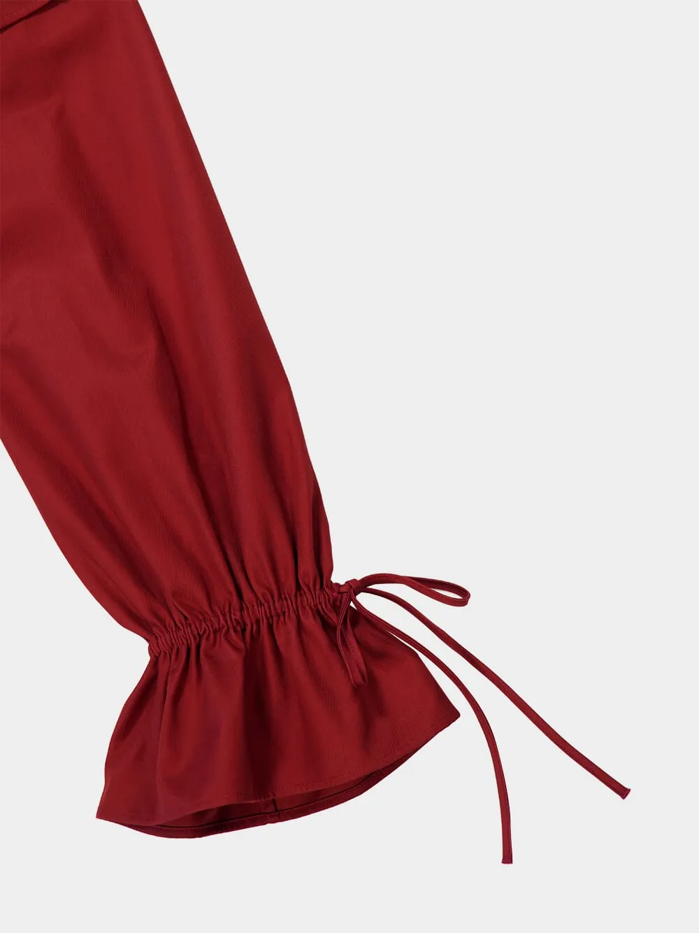 Bordeaux Off-the-Shoulder Ruffled Cotton Twill Dress