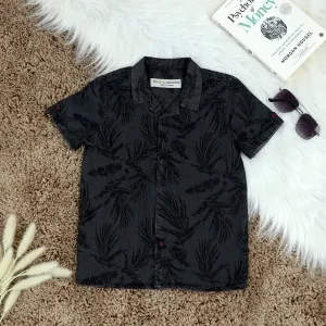 Boys Denim Printed Shirt Shadow Grey