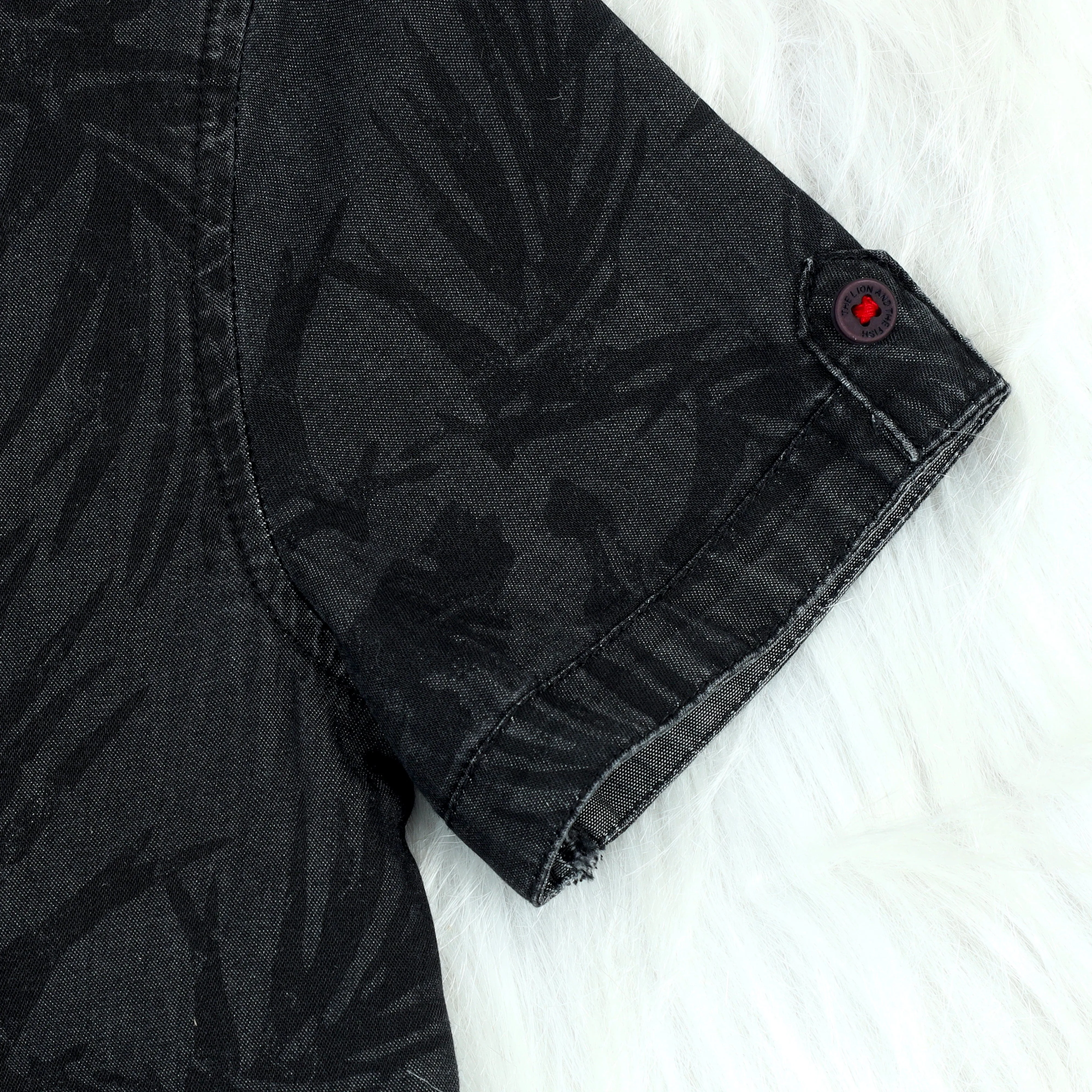 Boys Denim Printed Shirt Shadow Grey