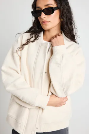 Brisk Bone Boucle Bomber Jacket
