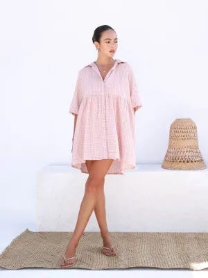 Button Down Loose Fit Mini Dress