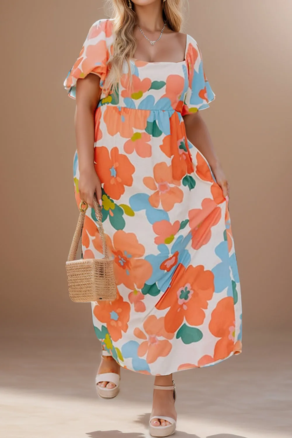 Candace Plus Size Printed Short Sleeve Dress