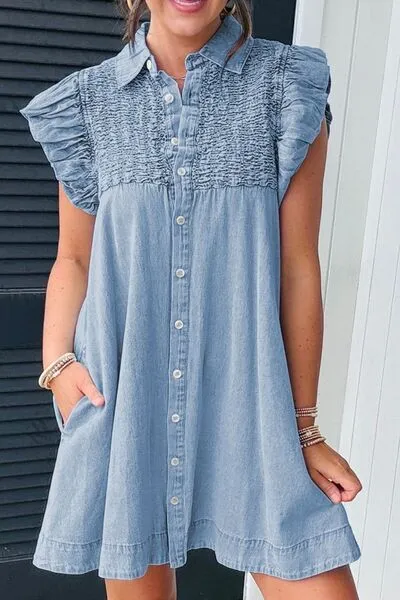 Cap Sleeve Denim Dress