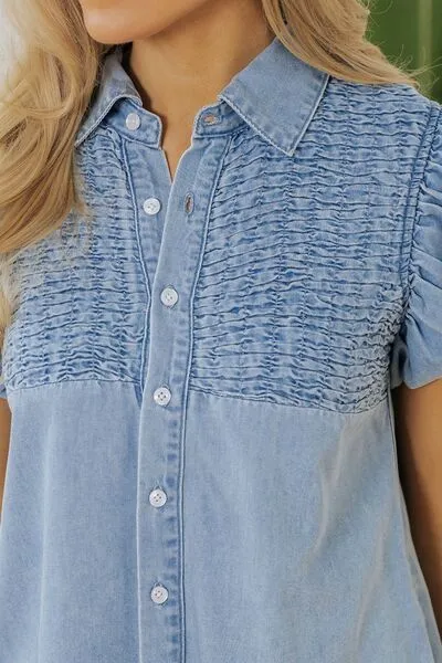 Cap Sleeve Denim Dress