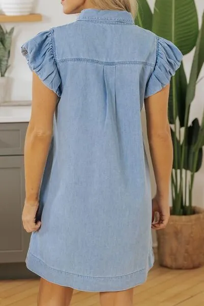 Cap Sleeve Denim Dress