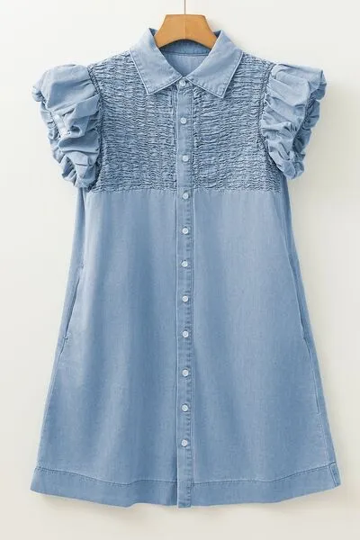 Cap Sleeve Denim Dress