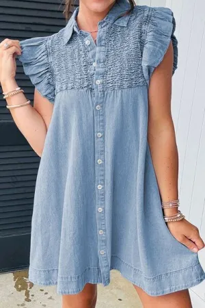 Cap Sleeve Denim Dress