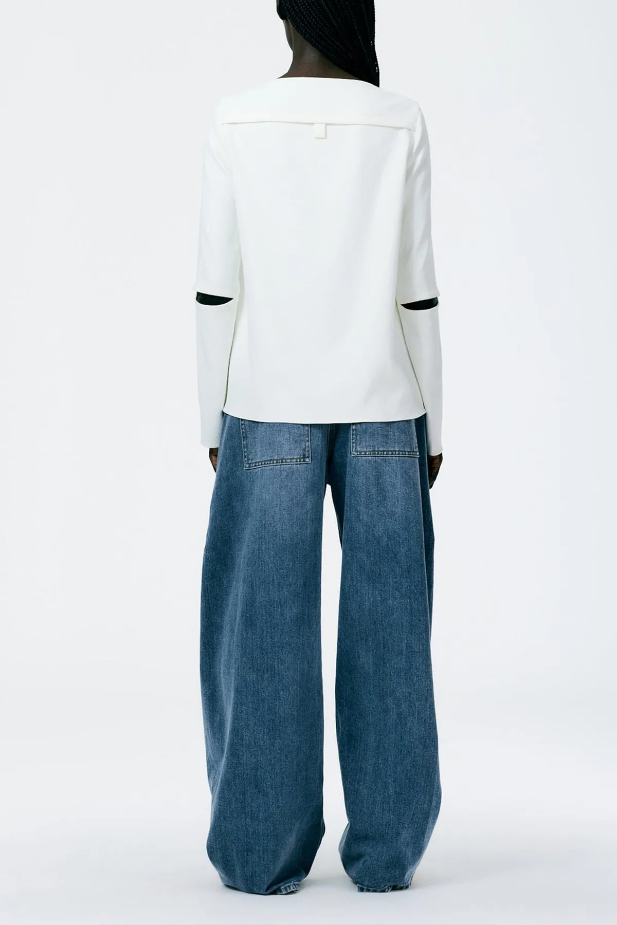 Chalky Drape Bebe Long Sleeve Top in White
