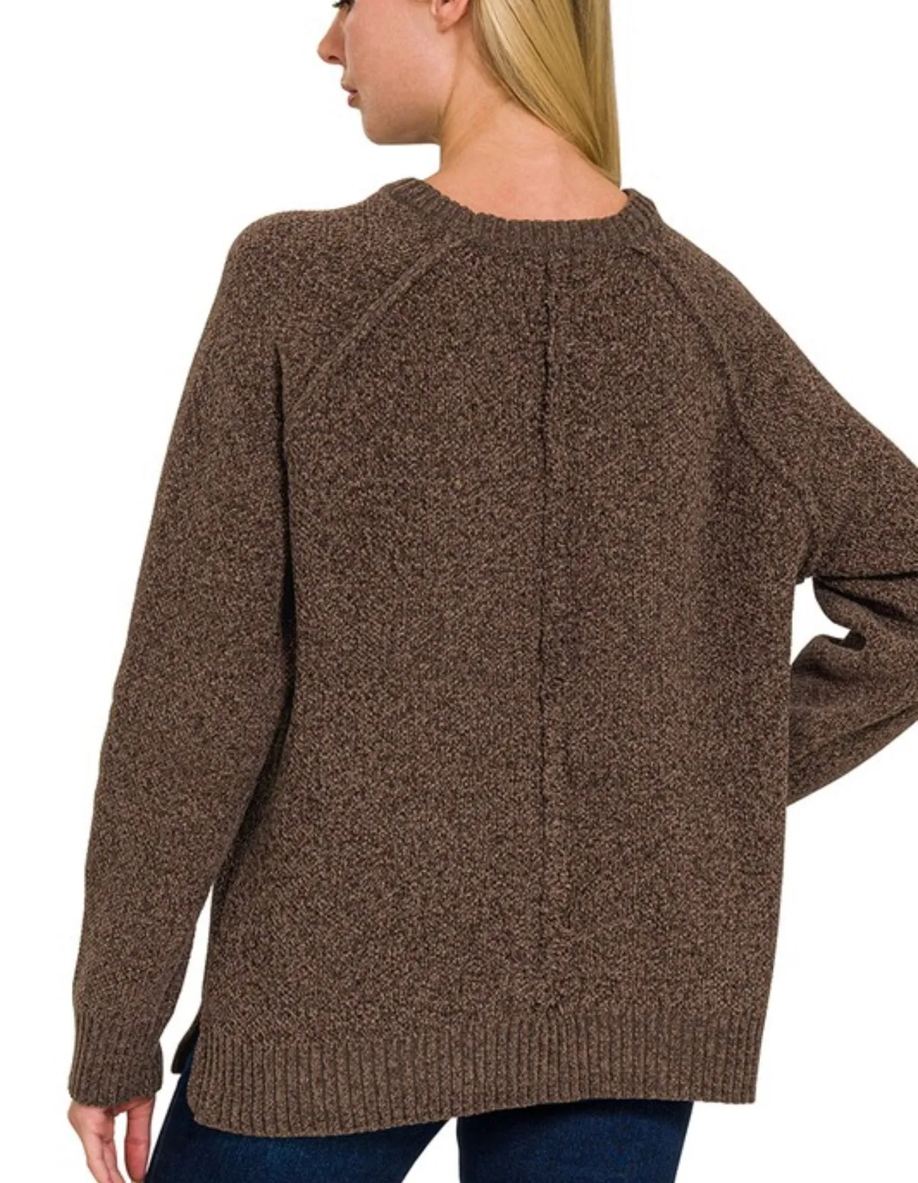 Chenille Raglan Sweater- Heather Gray or Cabernet