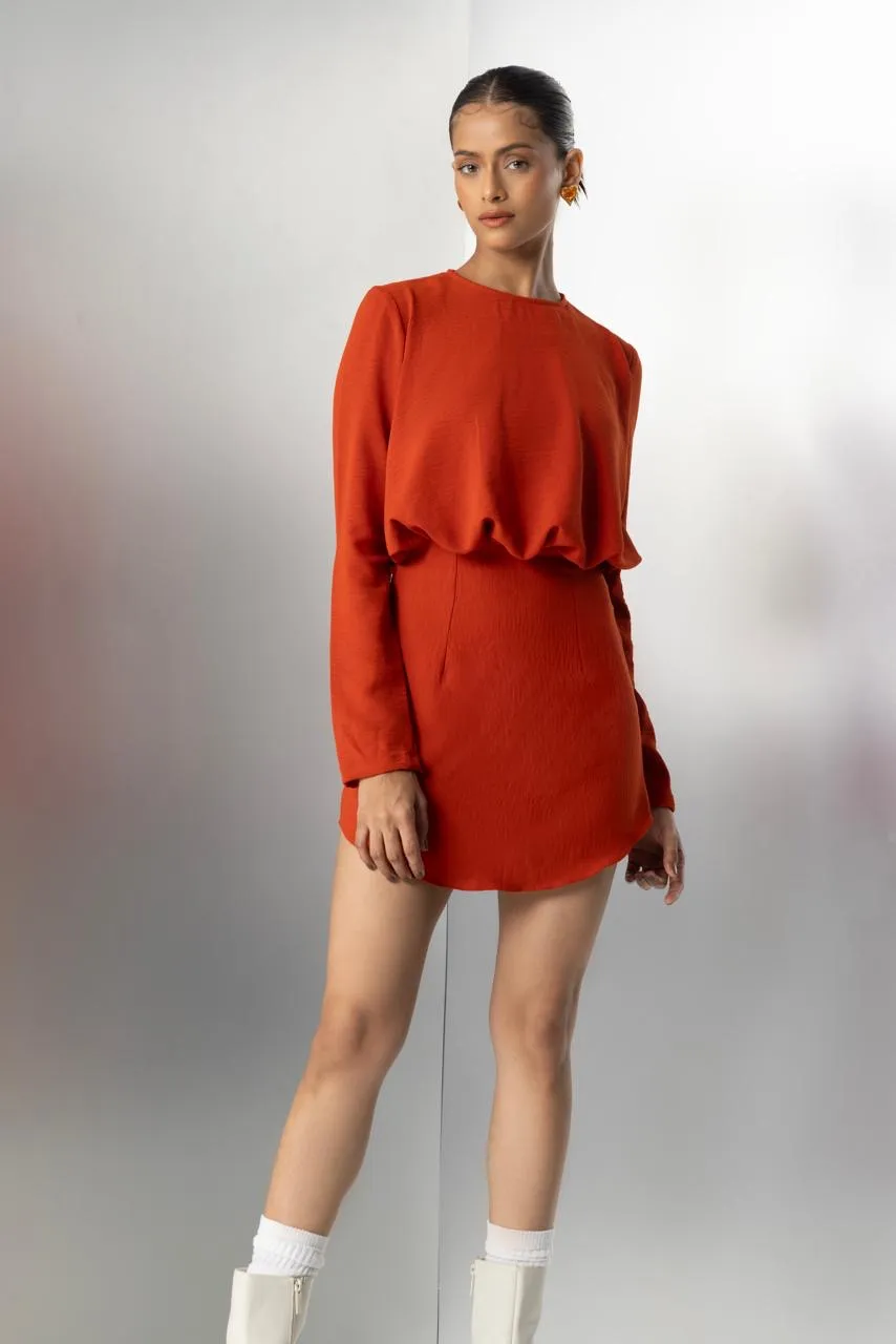 Cherry On Top – Draped Mini Dress in orange