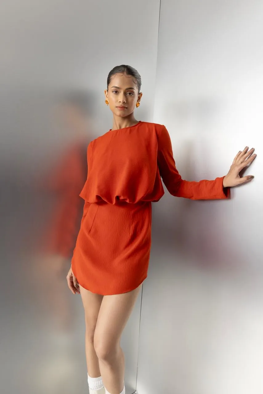 Cherry On Top – Draped Mini Dress in orange
