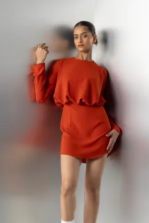 Cherry On Top – Draped Mini Dress in orange