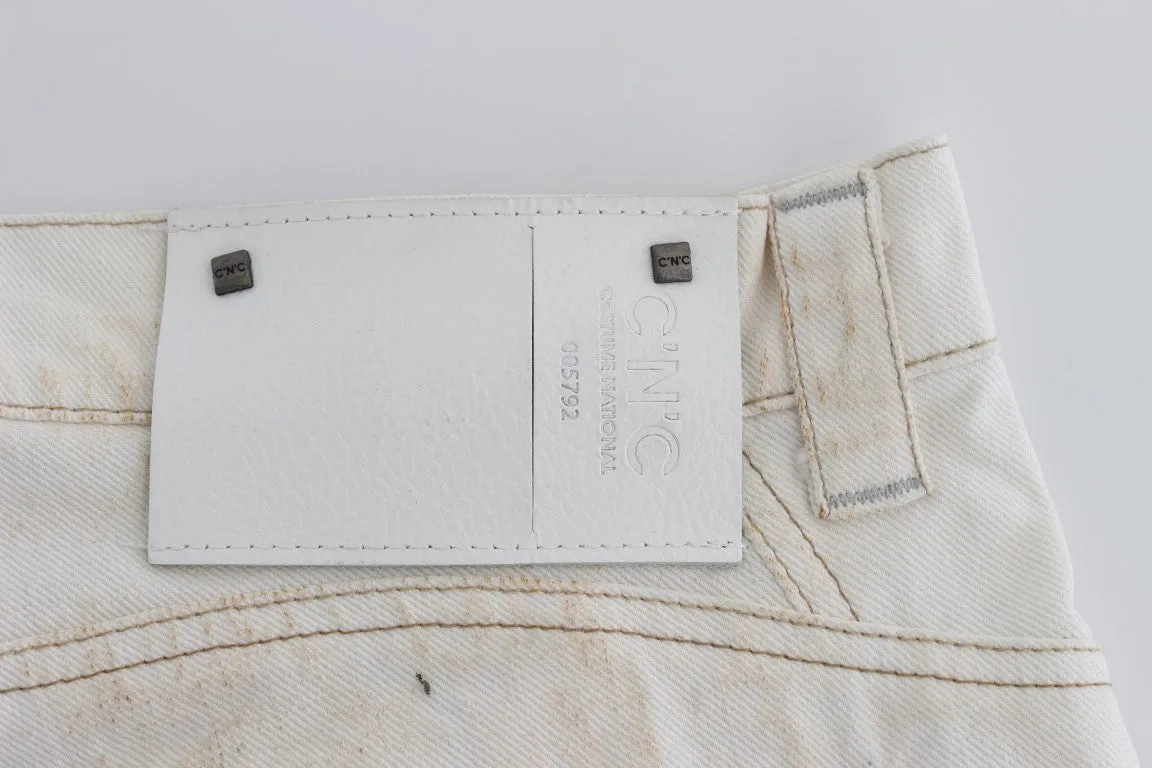 Chic White Slim Fit Designer Jeans