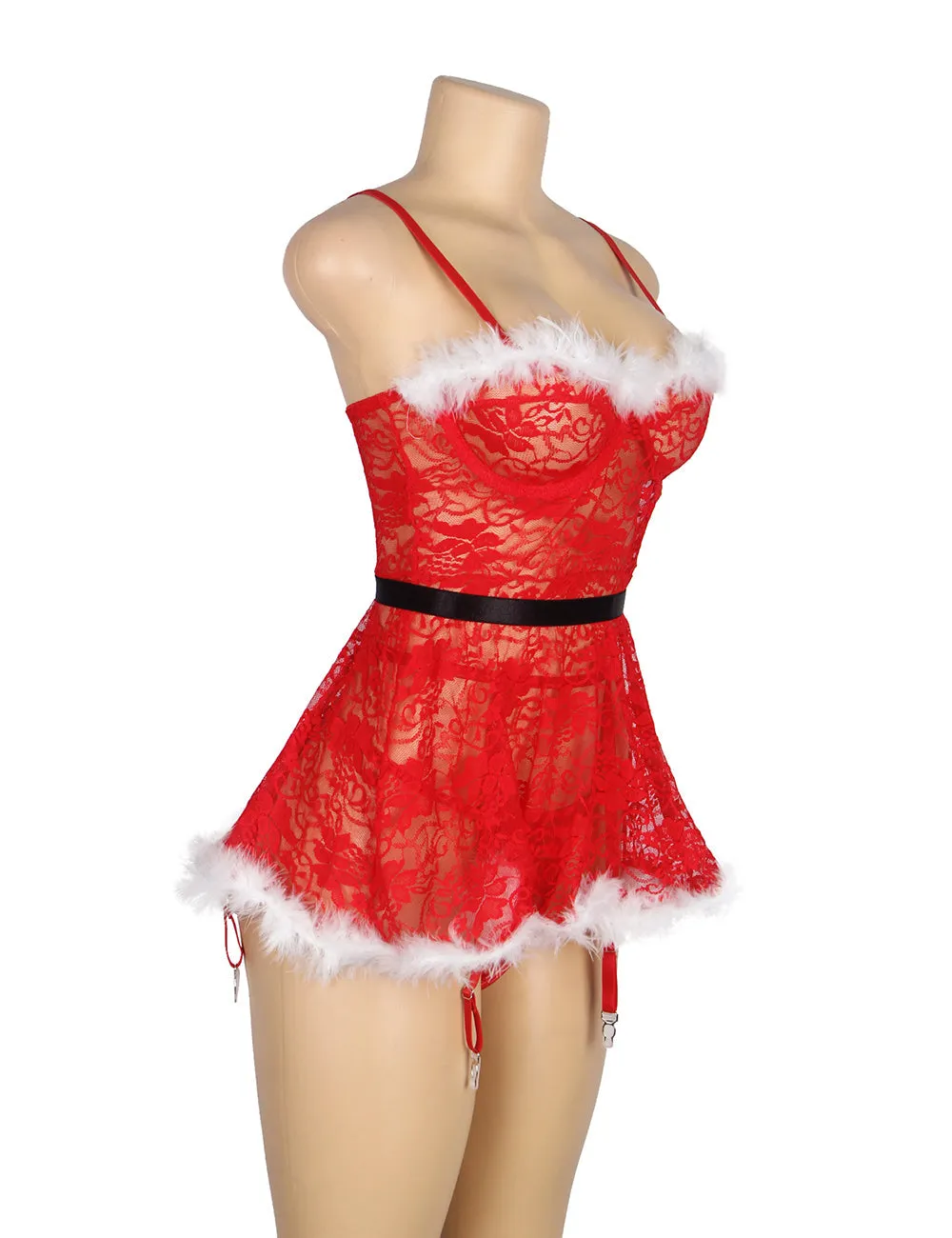 Christmas Egypt Sexy Floral Babydoll with Garter Belt