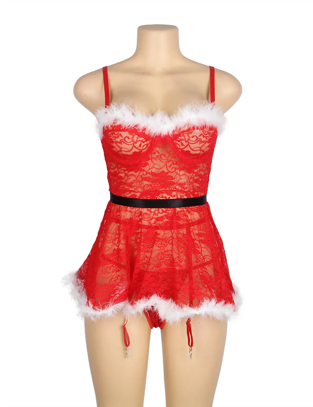 Christmas Egypt Sexy Floral Babydoll with Garter Belt