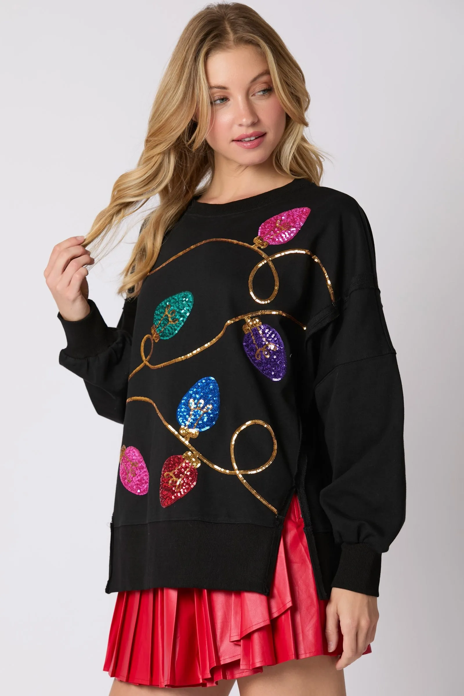 Christmas Lights Sequin Sweatshirt