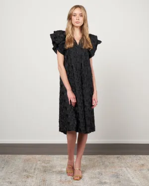cotton flocked floral dress - 600 black