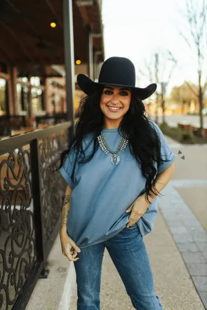 Could Mom Cuff Top- Denim