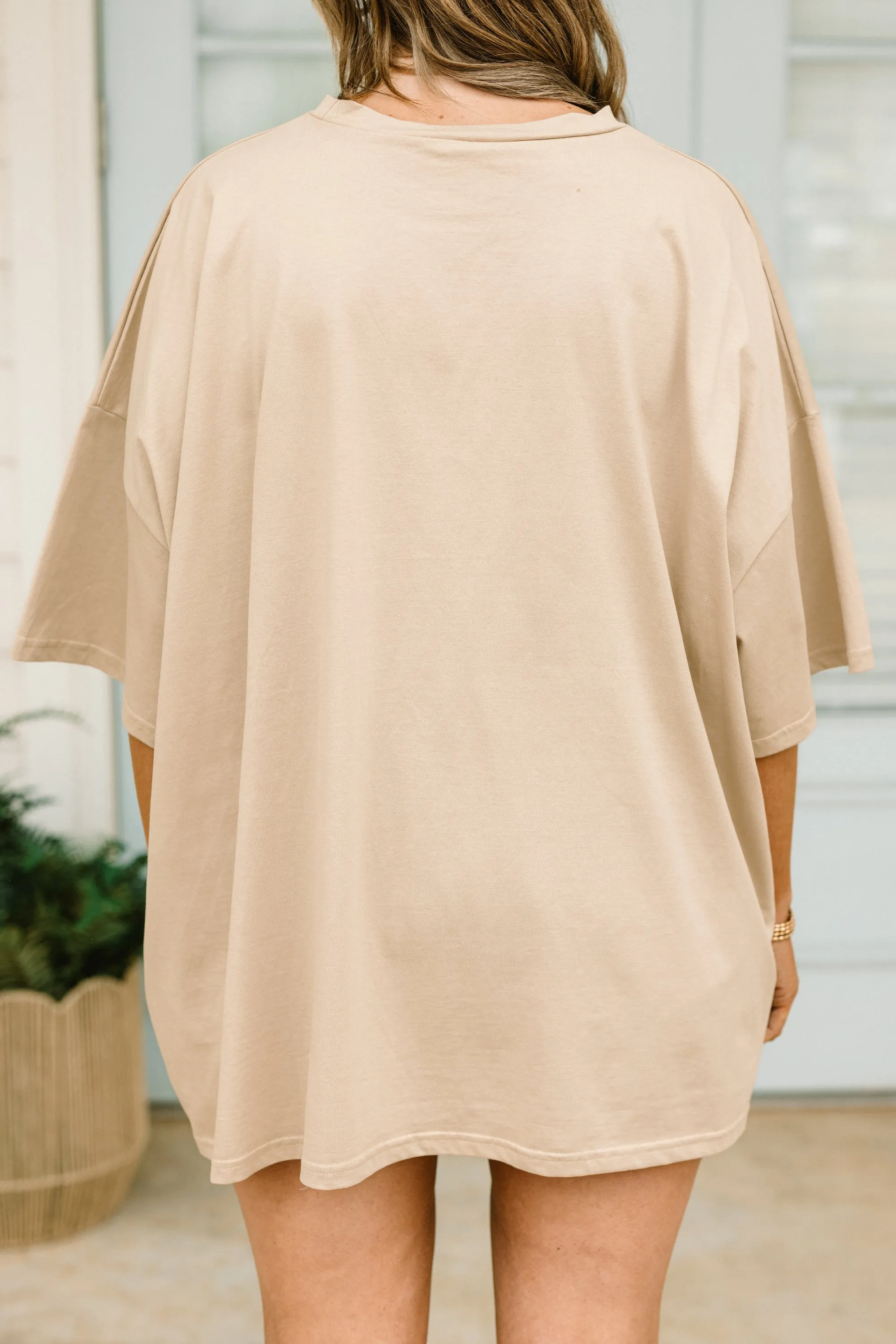 Cowgirls and Cocktails Boyfriend Tee, Light Mocha