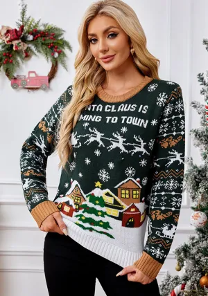 Cozy Round Neck Christmas Pullover Sweater for Festive Comfort