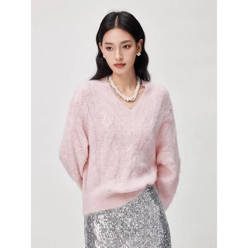 Cozy V-Neck Alpaca Blend Pullover