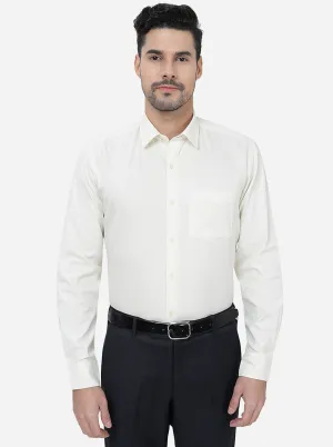 Cream Solid Slim Fit Casual Shirt | JadeBlue