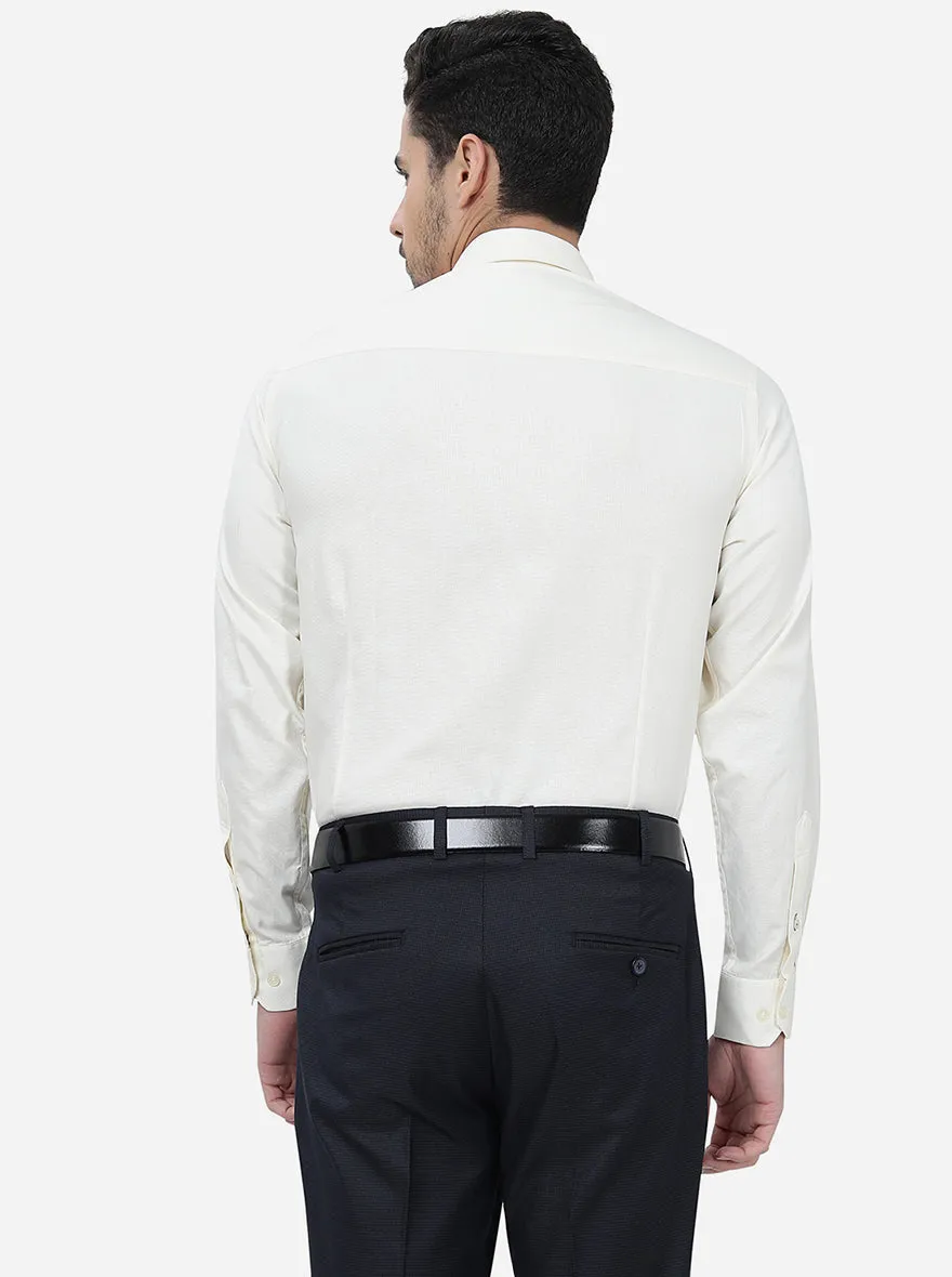 Cream Solid Slim Fit Casual Shirt | JadeBlue