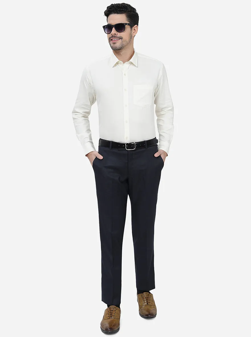 Cream Solid Slim Fit Casual Shirt | JadeBlue