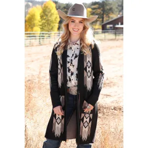Cruel Women's Black Sweater Knit Cropped Duster