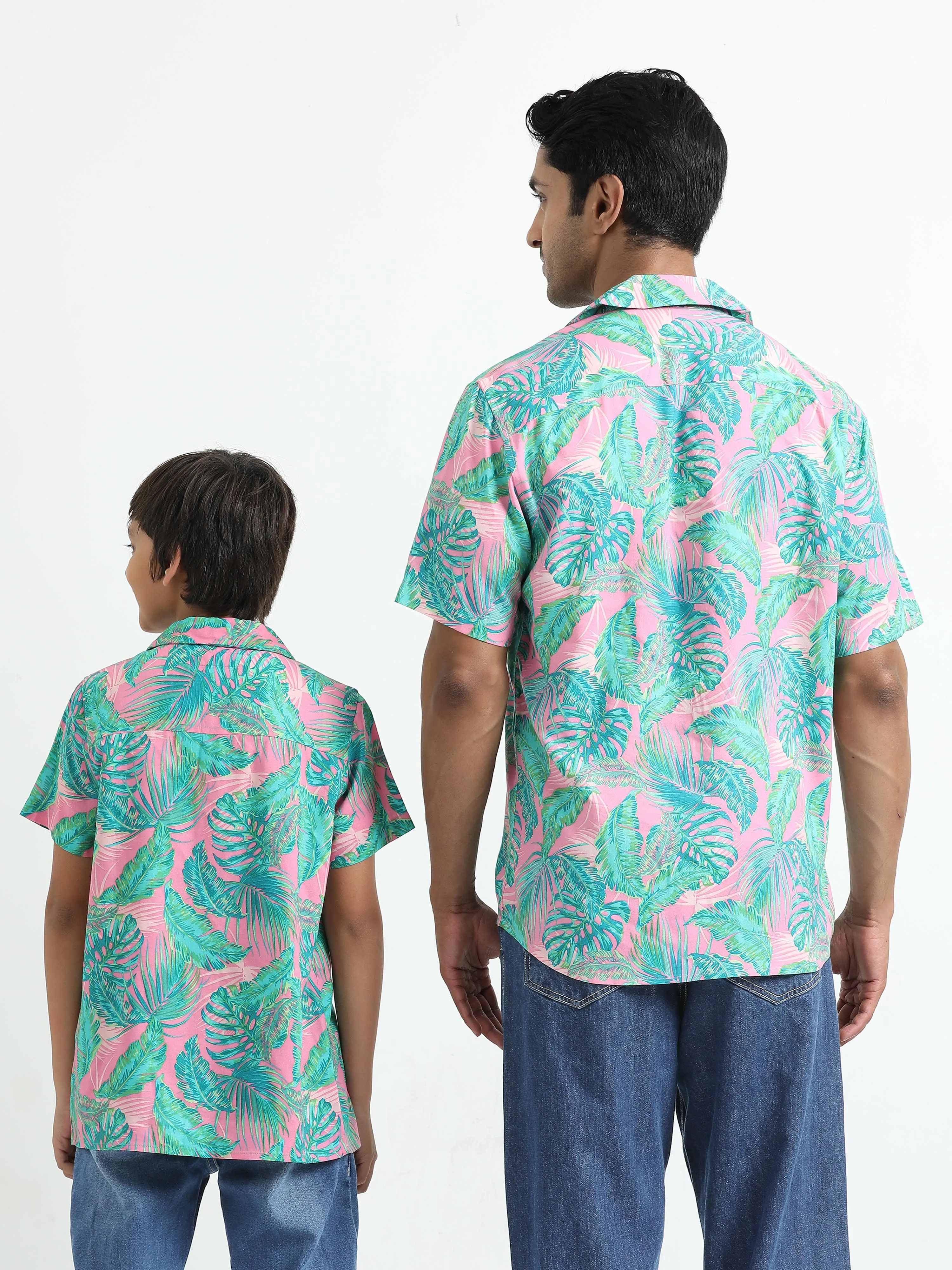 Dad & Son Tropical Printed Twinning Shirt Pink