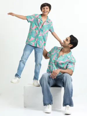 Dad & Son Tropical Printed Twinning Shirt Pink