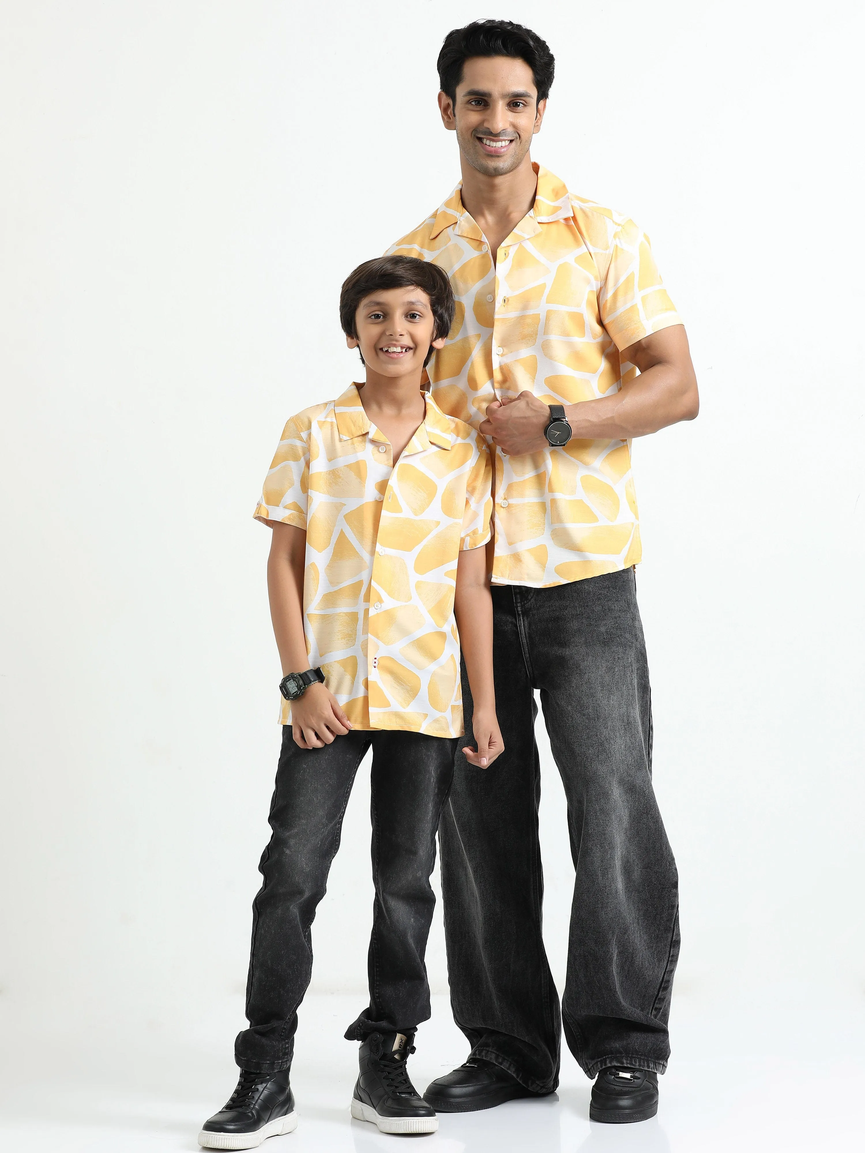 Dad & Son Zaraffah Printed Twinning Shirt Yellow