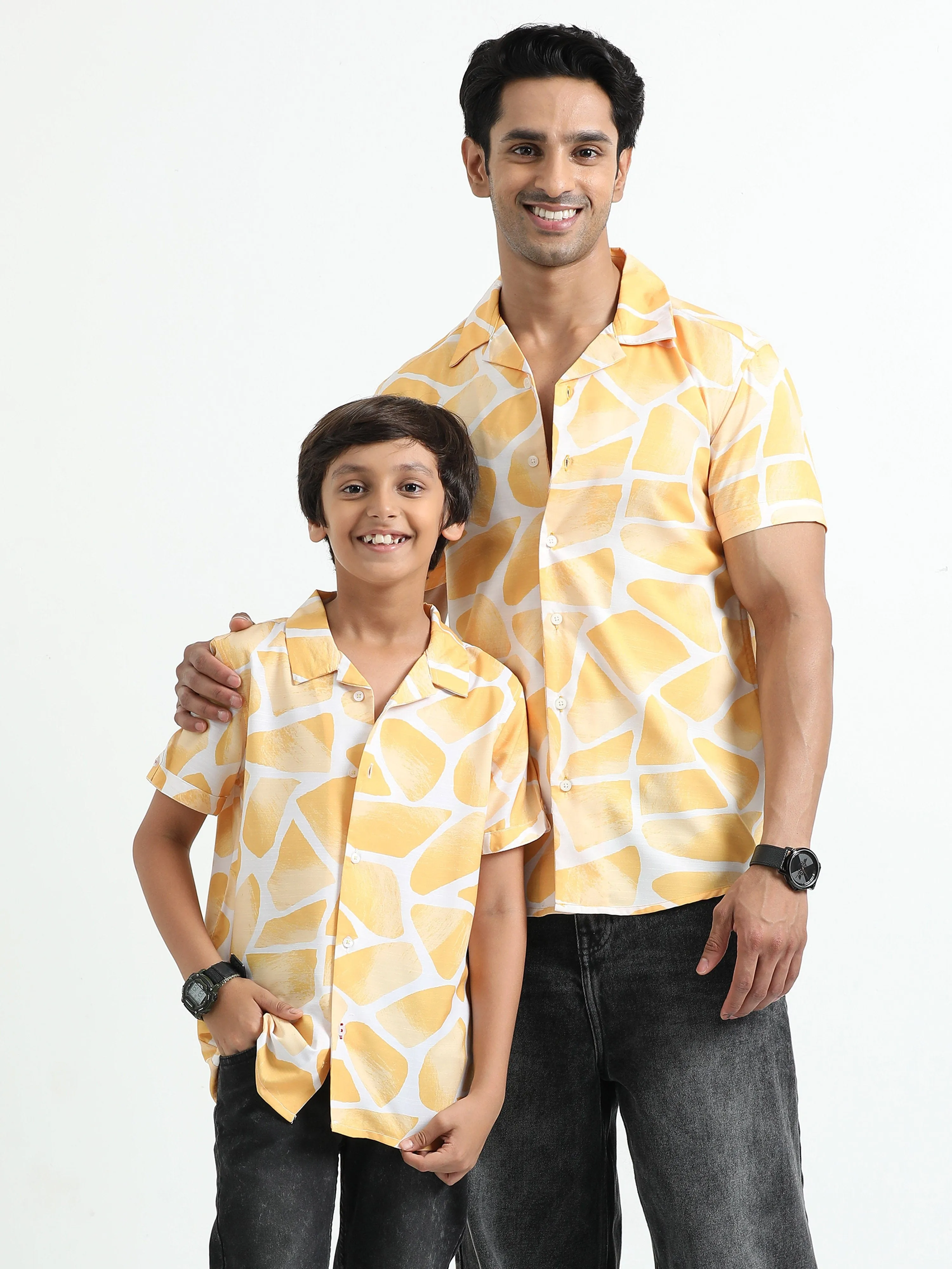 Dad & Son Zaraffah Printed Twinning Shirt Yellow