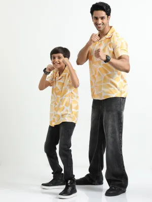 Dad & Son Zaraffah Printed Twinning Shirt Yellow