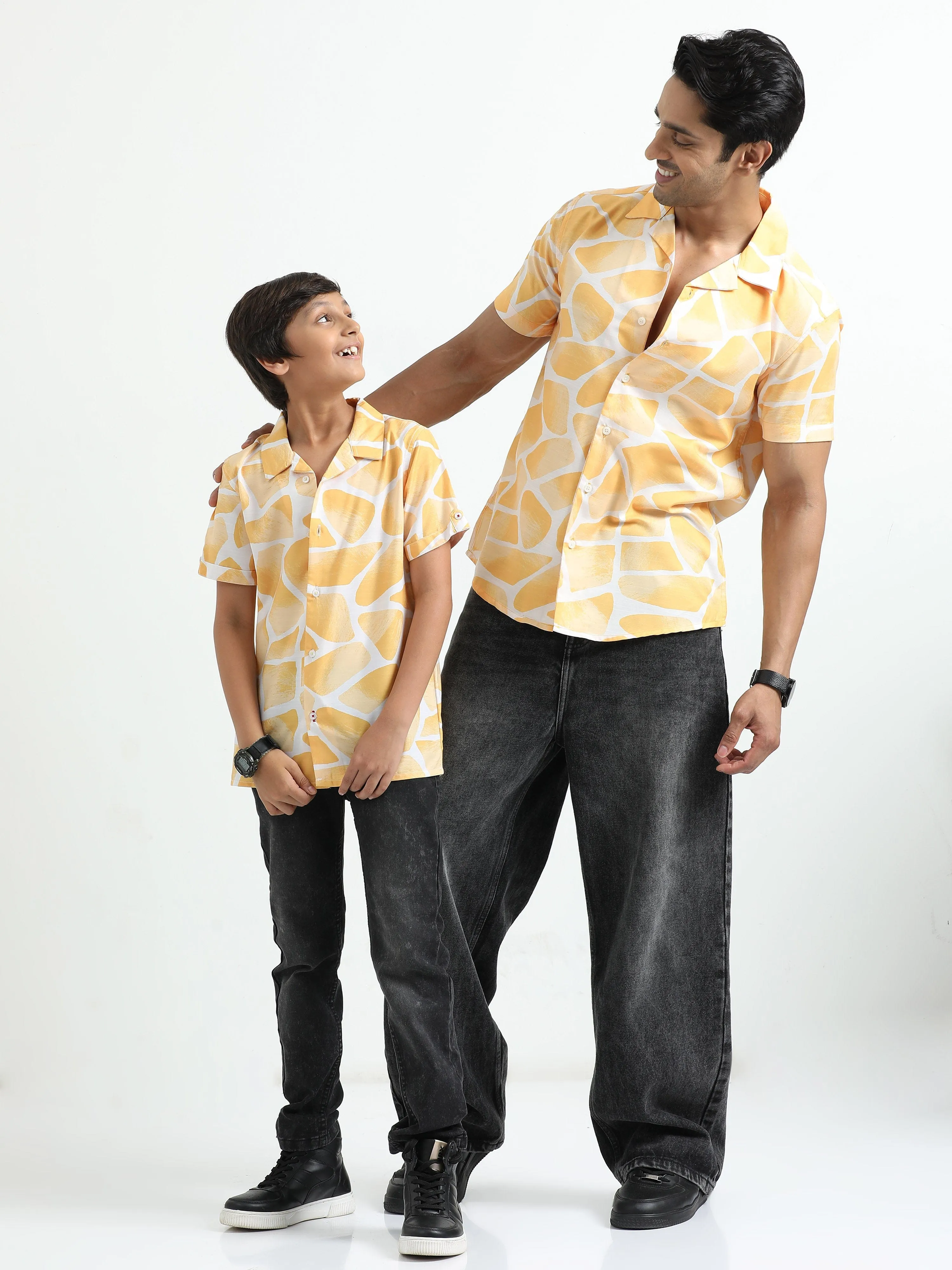Dad & Son Zaraffah Printed Twinning Shirt Yellow