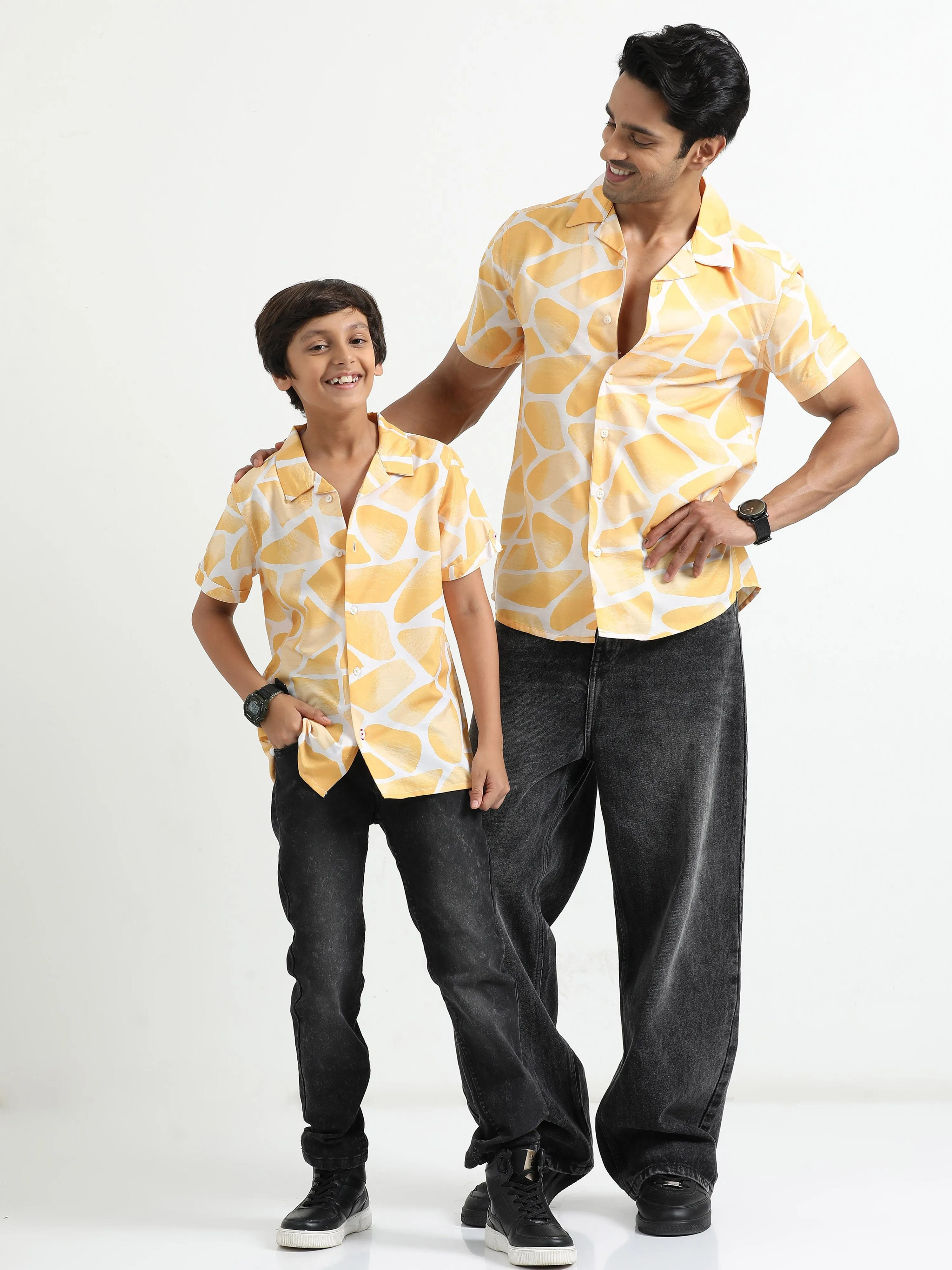 Dad & Son Zaraffah Printed Twinning Shirt Yellow