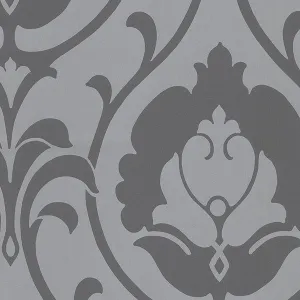 Dark Gray Bold Damask TU27103 Wallpaper