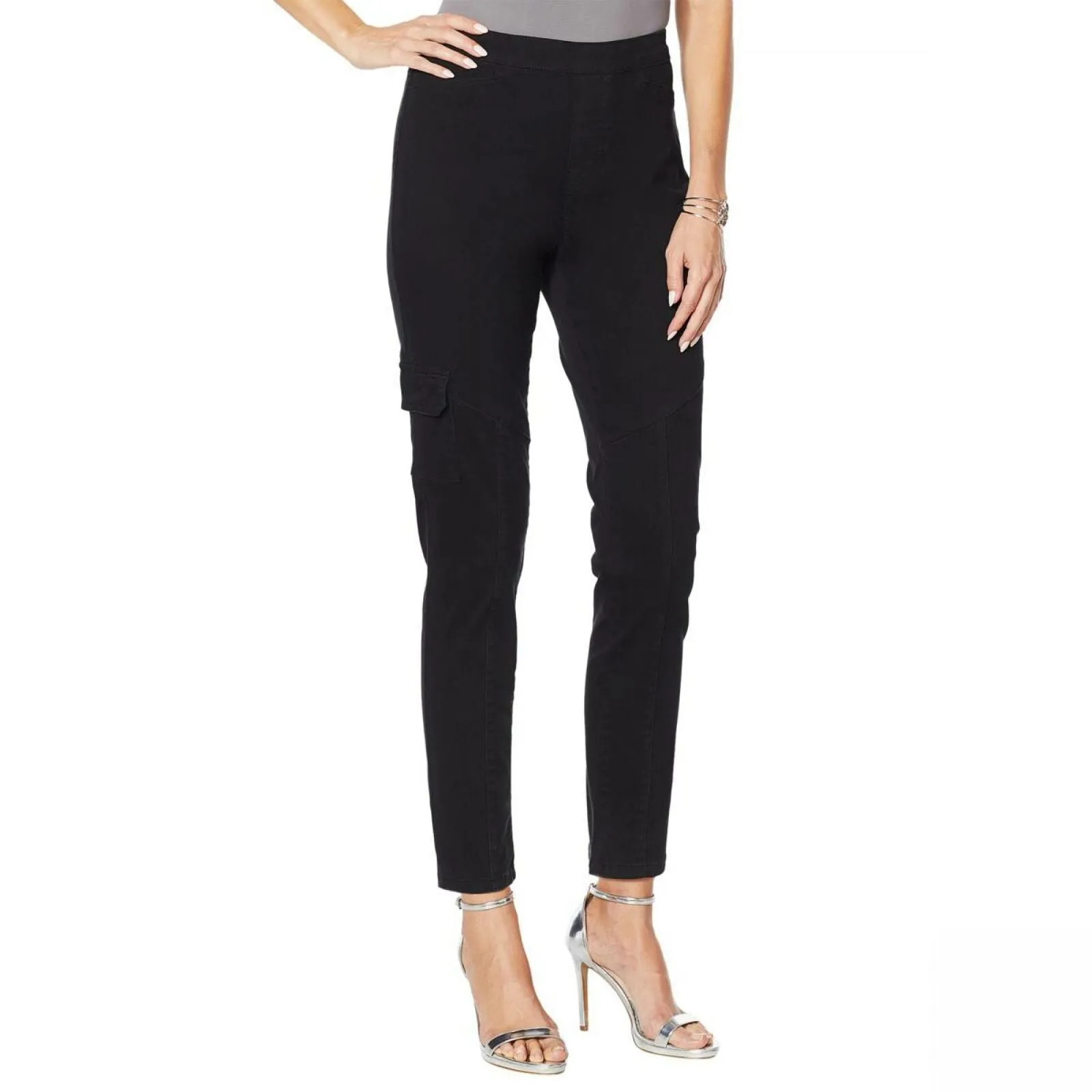 DG2 by Diane Gilman Women's Cropped Stretch Twill Cargo Jeggings