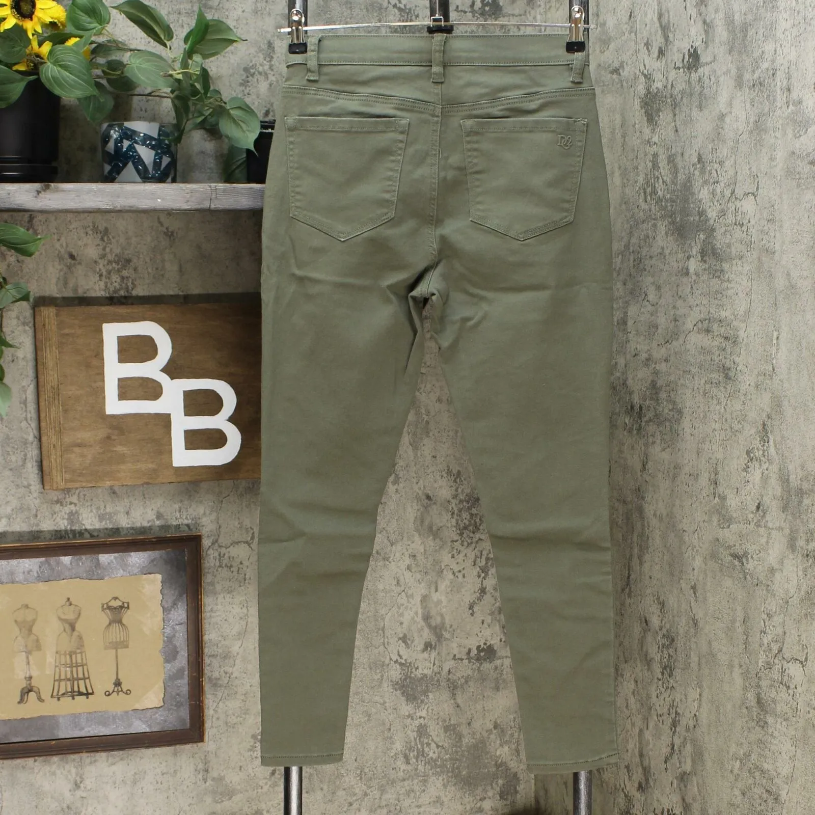 DG2 by Diane Gilman Women's Virtual Stretch Ultra Skinny Jeans Olive 4